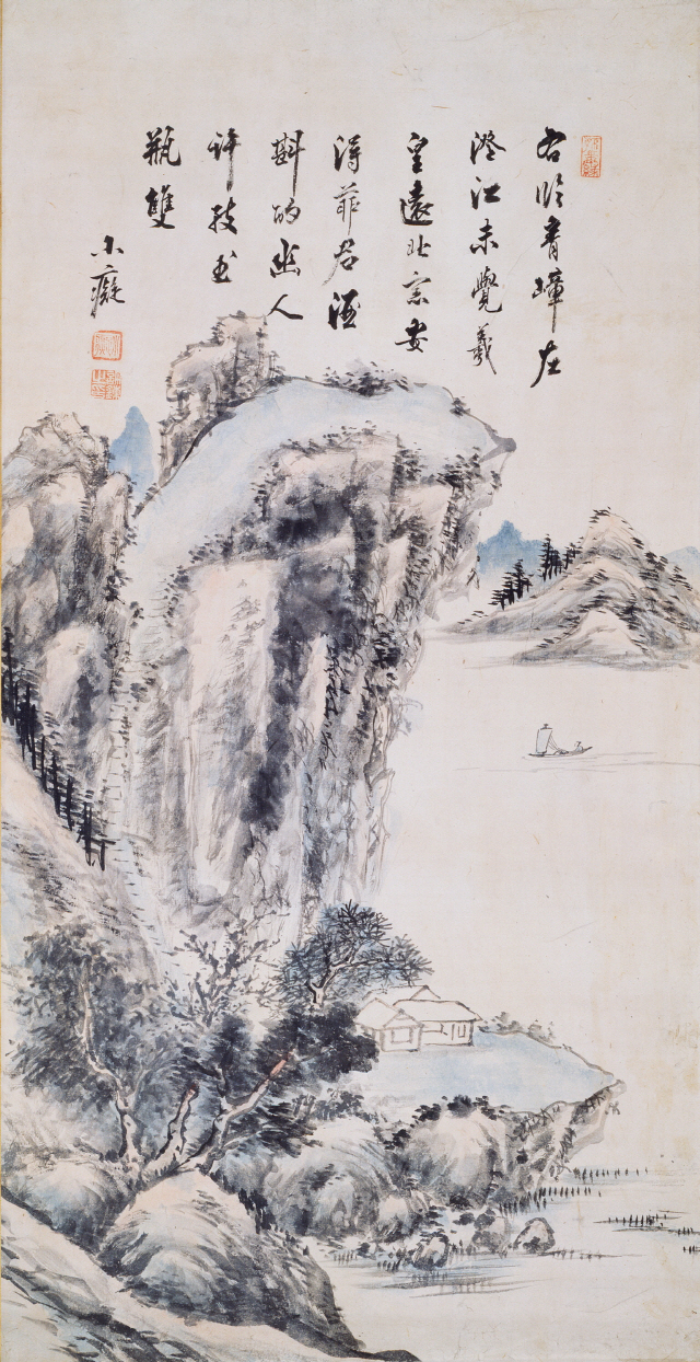 소치 허련 ‘가을산수’, 19세기, 종이에 수묵담채화 106.6x54.1의 그림으로 두 폭이 한 쌍을 이룬다. /사진제공=국립중앙박물관
