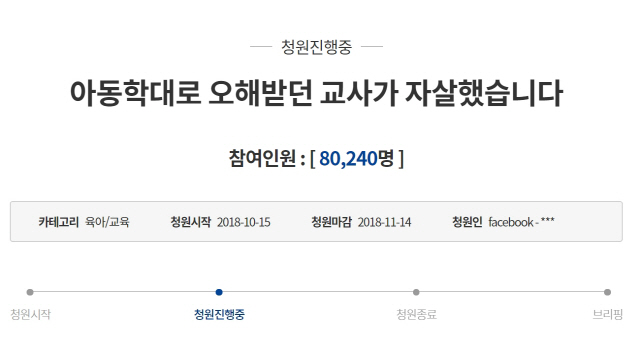 김포 맘카페 '억울한 보육교사 죽음 밝혀달라' 국민청원 8만명 돌파