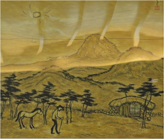 변시지 ‘하산Ⅱ’, 1980년대, 캔버스에 유채, 45.5x53cm /사진제공=SK핀크스 골프장