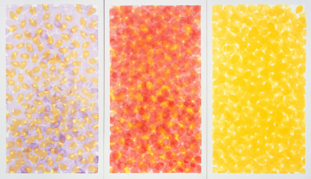 [조상인의 예(藝)-<84>곽인식 '작품83-B']노랑·주황·빨강 경쾌한 색점...캔버스에 단풍이 내려앉았네
