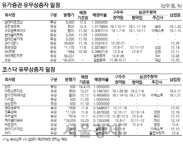 유무상증자일정