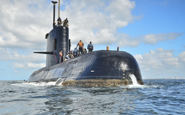 지난해 11월 승조원 44명을 태우고 작전을 수행하던 중 실종된 아르헨티나 해군 잠수함 ‘ARA산후안’호./부에노스아이레스=AP연합뉴스