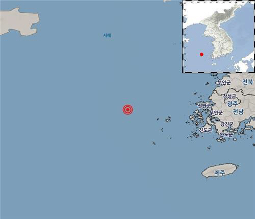 29일 오전 3시12분 전남 신안군 흑산도 해역에서 규모 3.3의 지진이 발생했다./기상청 제공