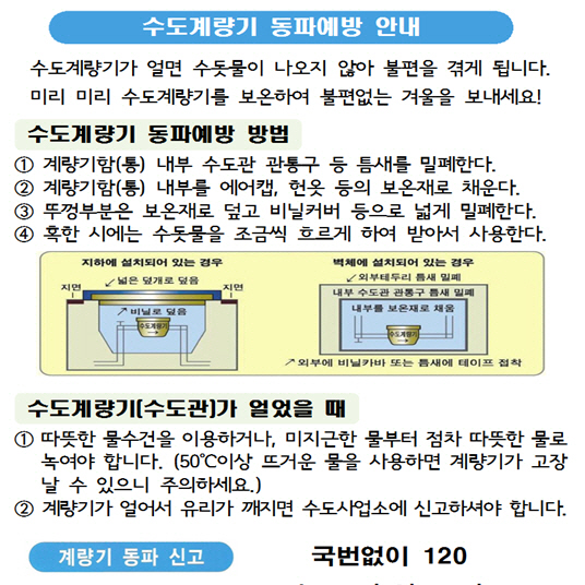 수도계량기 동파 예방 안내 /자료제공=서울시