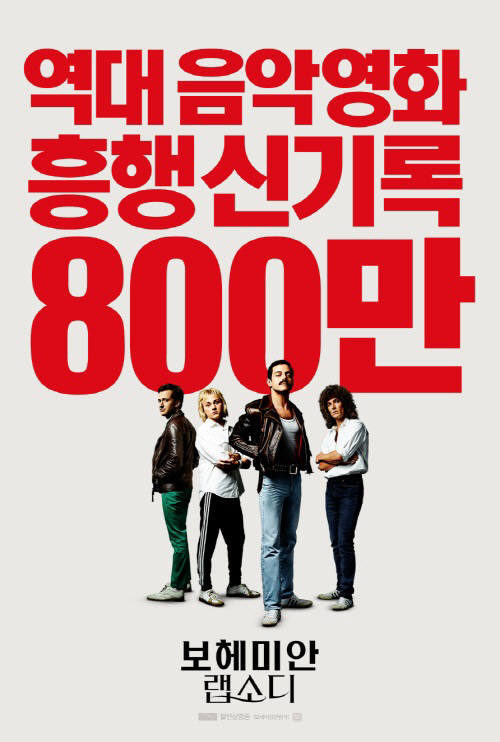 ‘보헤미안 랩소디’ 800만 관객 돌파…역대 음악 영화 최초