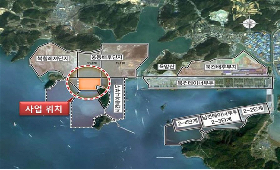 690억 원을 들인 부산항 신항 서컨 배후단지가 27일 준공됐다. 서컨 배후단지 위치도./사진제공=부산항건설사무소