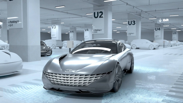 현대·기아차가 자율주차 콘셉트를 담은 3D 그래픽 영상을 28일 공개했다. 사진은 자율주차 콘셉트 영상의 한 장면./현대기아차 제공=연합뉴스