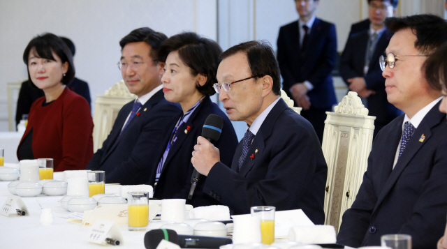 더불어민주당 이해찬 대표가 31일 오전 청와대에서 열린 당 지도부 초청 오찬에서 인사말을 하고 있다./연합뉴스