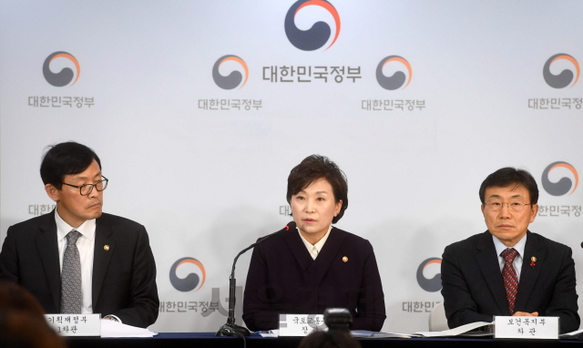 김현미 국토부 장관이 24일 오후 정부서울청사에서 열린 ‘2019년 표준단독주택 공시가격에 대한 관계부처 합동 브리핑’에서 발언하고 있다./권욱기자