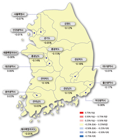 서울 아파트값, 14주 연속 하락...2013년 이후 최장기간