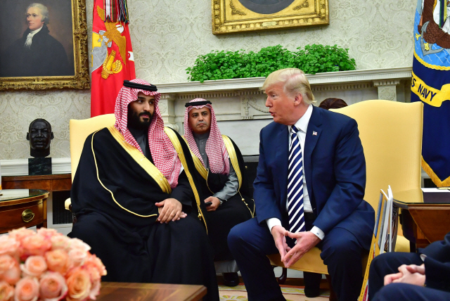무함마드 빈 살만(왼쪽) 사우디아라비아 왕세자와 도널드 트럼프 미국 대통령. /블룸버그