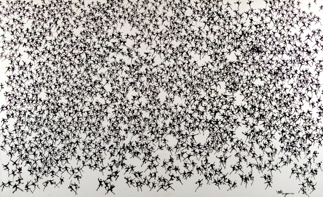 이응노 ‘군상’ 1986년작, 한지에 수묵, 167×266cm /사진제공=이응노미술관