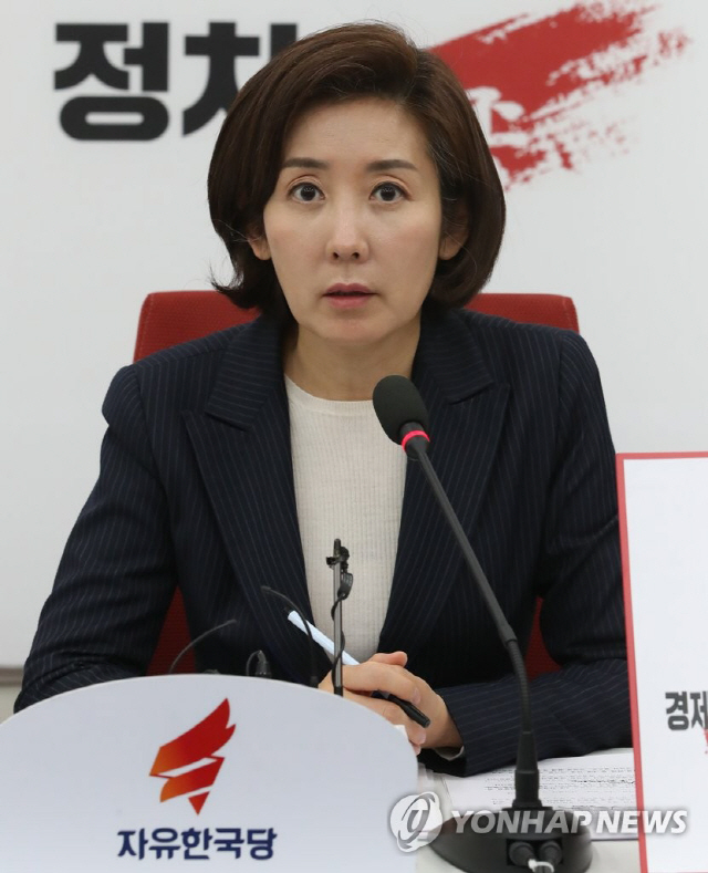 자유한국당 나경원 원내대표가 24일 국회에서 최근 현안에 대해 기자간담회를 하고 있다./연합뉴스