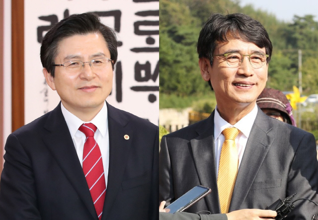 황교안(왼쪽) 자유한국당 대표, 유시민 노무현재단 이사장/연합뉴스