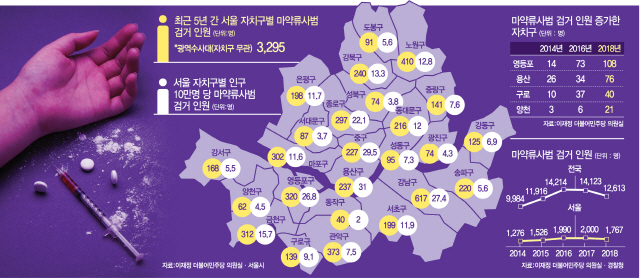 [2019 서울 마약지도] 서울 5개구 중 1곳 '마약 오염'…외국인·SNS 타고 급속침투