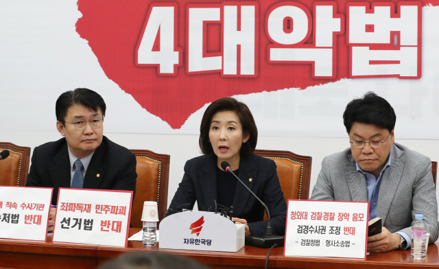 '의원직 총사퇴 각오로 할 것'...'선거법' 결사저지 나선 한국당