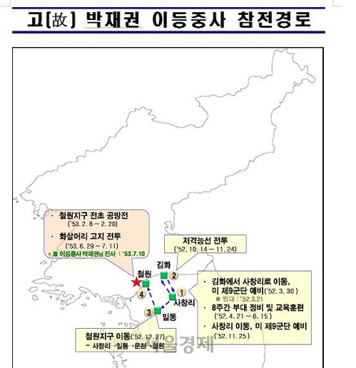 고 박재권 이등중사 전투 경로