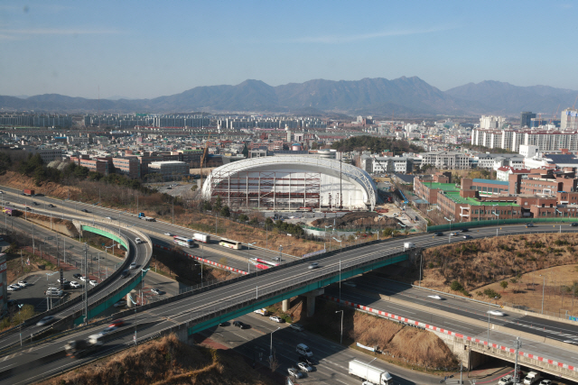 경영·다이빙 경기가 열리는 남부대 시립국제수영장 증축 현장 모습 /사진제공=광주시