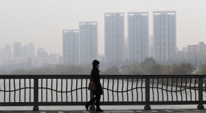 지난 달 서울 잠수교에서 바라본 반포 일대가 미세먼지로 인해 뿌옇게 보이고 있다. /서울경제DB