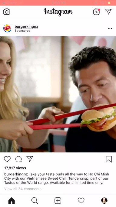 논란이 된 버거킹 광고/인스타그램 캡쳐