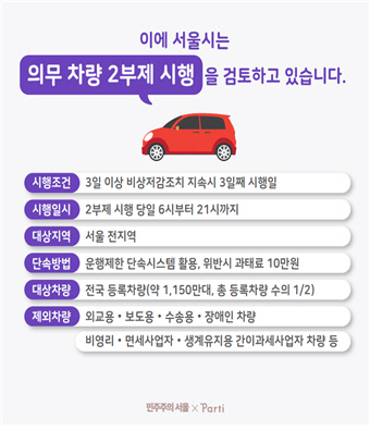 서울시의 미세먼지 차량 2부제 검토안 /자료제공=서울시