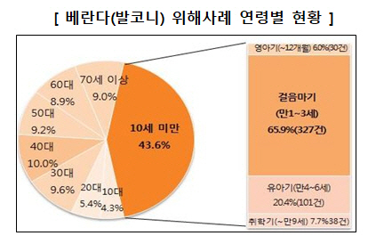 베란다(발코니) 위해사례 연령별 현황 자료./사진제공=한국소비자원