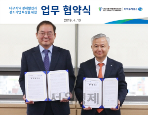 권업 대구TP 원장(왼쪽)과 김경규 하이투자증권 대표이사. /제공=하이투자증권