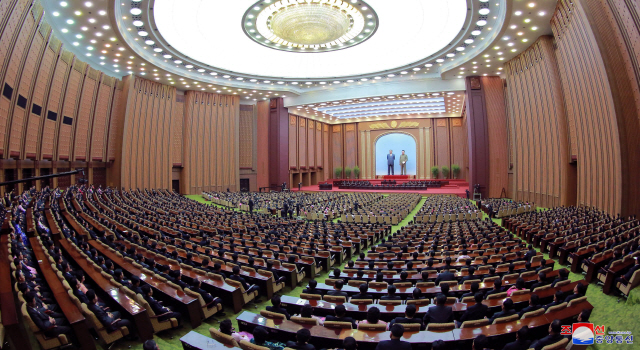 지난 11일 만수대의사당에서 열린 북한 최고인민회의 제14기 제1차회의./연합뉴스