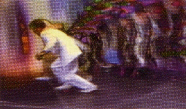 백남준이 1988년9월11일 세계 11개국에 생중계 한 ‘세계와 손잡고’ 중 가수 데이빗 보위와 라라라휴먼스텝스의 공연 장면.