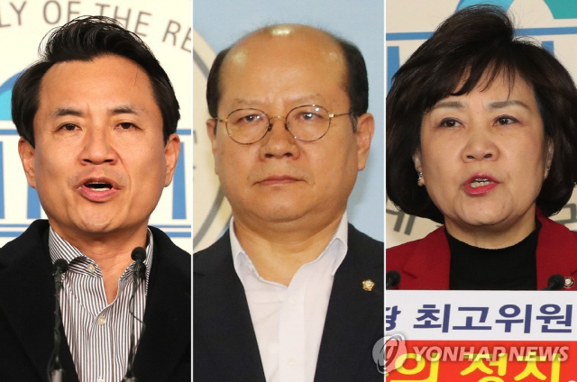 자유한국당의 김진태(왼쪽부터)·이종명·김순례 의원/연합뉴스