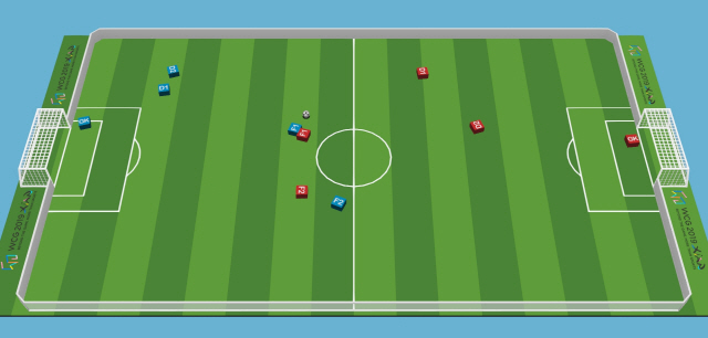WCG가 새롭게 선보일 인공지능 로봇 시뮬레이터 축구 대회 경기 장면. /사진제공=WCG