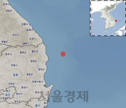 지진 발생 지점[기상청 제공]/연합뉴스