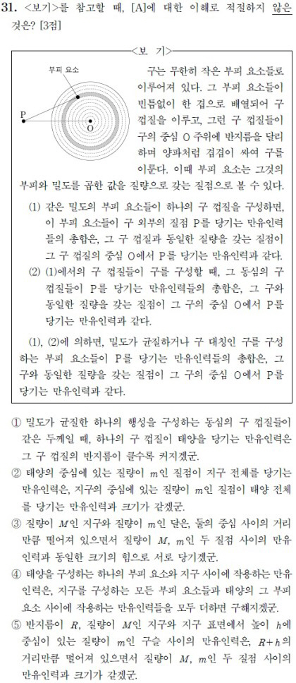 지난해 불수능 주범으로 꼽혔던 수능 국어영역 31번 문항. /자료=한국교육과정평가원