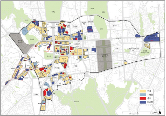 한양도성 도심부 도시정비형 재개발 사업지 현황. /자료제공=서울시