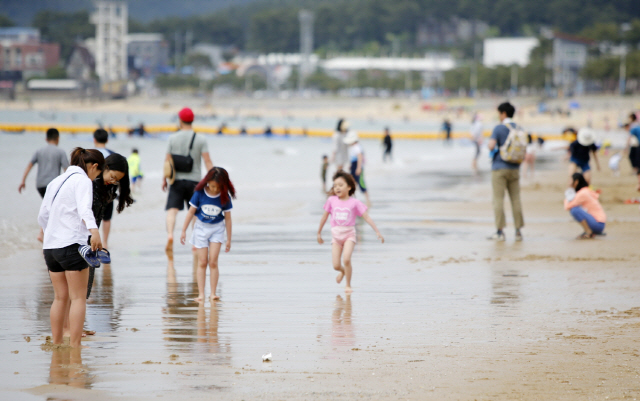 지난 1일 충남 태안군 만리포해수욕장을 찾은 피서객들이 해변에서 더위를 식히고 있다. /연합뉴스