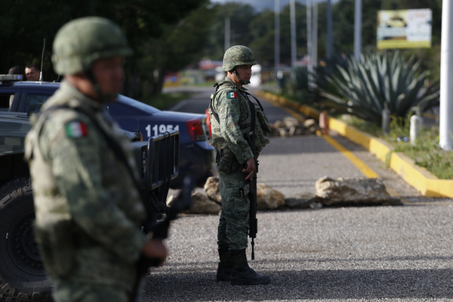국경지대를 감시하는 멕시코 군인들의 모습 /AP연합뉴스