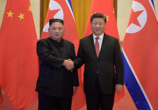 지난 1월에 베이징에서 만난 김정은 국무위원장과 시진핑 국가주석.  /사진=신화연합뉴스
