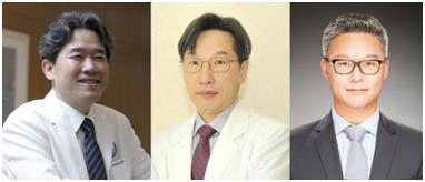 제8회 광동 암학술상 수상자인  김철호(왼쪽부터) 교수, 최일주 교수,전재관 교수.