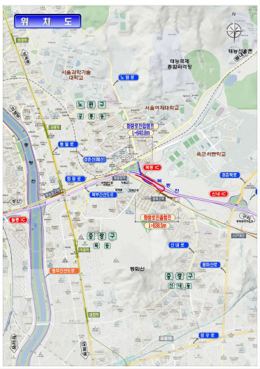 도시고속도로 연결램프 설치공사 위치도.