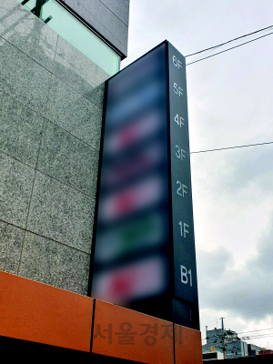 역삼동 N빌딩의 층별 안내도. 코링크PE의 주소지인 4층 과 다른 2개층을 한 업체가 사용하고 있다./사진=조권형기자