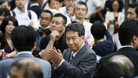 에다노 유키오(枝野幸男) 일본 입헌민주당 대표가 4일 도쿄(東京) 유락초에서 참의원 선거 유세를 하고 있다./연합뉴스