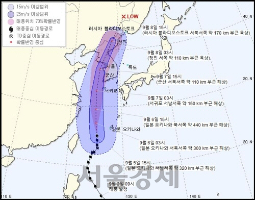 태풍 '링링' 초비상..예상 강풍 시속 200km까지