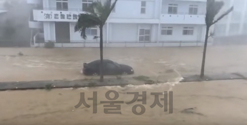 태풍 링링으로 인한 일본 오키나와 피해 모습 /사진=유튜브 ‘ぱぱりん’ 캡처