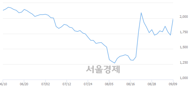 <유>티웨이홀딩스, 전일 대비 16.23% 상승.. 일일회전율은 10.03% 기록