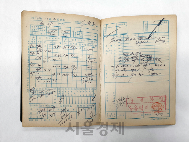 대한민국 철도 역사상 첫 300만㎞ 달성 기록을 세운 박병덕 기장의 승무일지. 사진제공=코레일