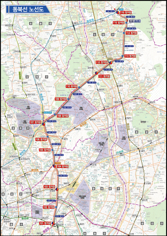 서울 동북선 도시철도 노선도