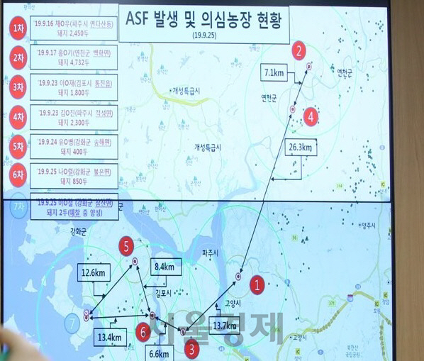 아프리카돼지열병 발생 및 의심농장이 7건으로 보고된 26일 오전 세종시 정부세종청사 농림축산식품부 아프리카돼지열병 방역상황실/연합뉴스