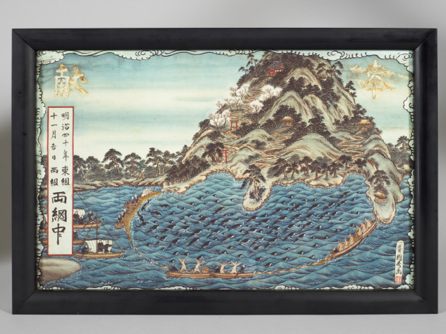 일본 시즈오카현에서 그물로 다랑어 잡는 모습을 그린 1907년작 ‘봉납용 건절망 그림’ /사진제공=국립민속박물관