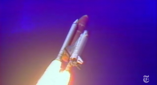 지난 1986년 미국 플로리다에서 챌린저호가 발사되고 있다. /뉴욕타임스 유튜브 캡처