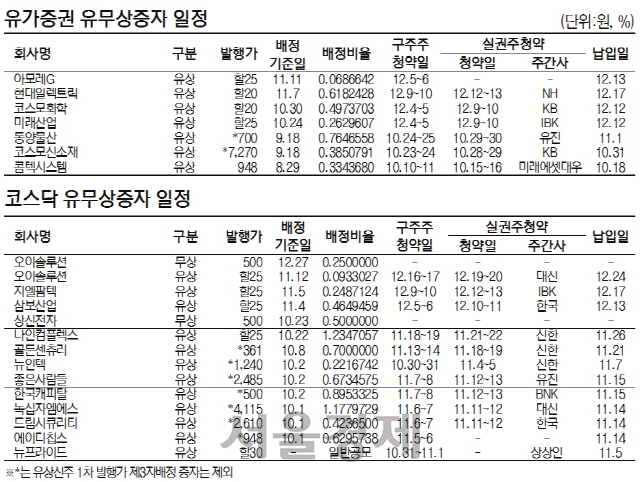 유무상증자일정